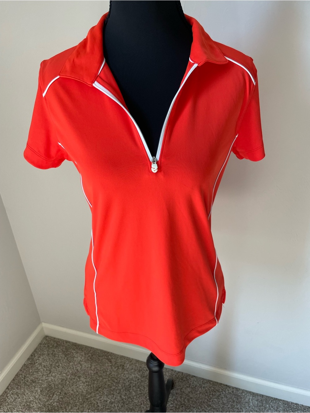 Slazenger Women’s Orange Short Sleeve Zip Polo
